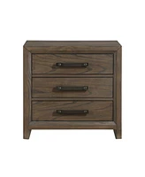 Simplie Fun Dark Walnut Finish Nightstand Of 3 Drawers Classic Design Bedroom Furniture 1 Piece