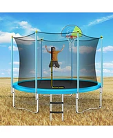 Streamdale Furniture Kids' 8FT Trampoline with Safety Enclosure & Basketball Hoop