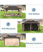 Streamdale Furniture 12' X 16' Hardtop Gazebo, Aluminum Metal Gazebo Withnized Steel Double Roof Canopy