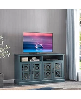 53 Wooden Tv Console, Storage Buffet Cabinet, Sideboard With Glass Door And Adjustable Shelves