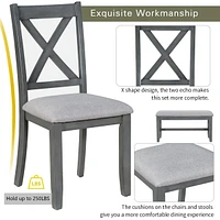 Streamdale Furniture 6-Piece Family Dining Room Set Solid Wood Space Saving Foldable Table And 4 Chairs With Bench
