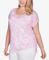 Hearts Of Palm Plus Size Spring Into Action Printed Top