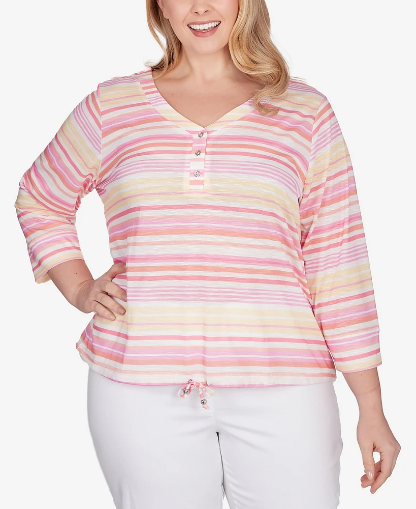 Hearts Of Palm Plus Size Spring Into Action 3/4 Sleeve Top