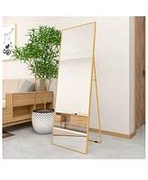 Streamdale Furniture Wall-Mounted Alloy Frame Full Length Mirror, Golden