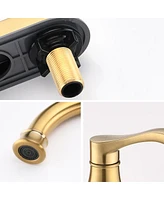 4 Inches Centerset Bathroom Faucet 360 Swivel Spout, With Pop Up Drain
