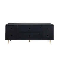 Rattan Sideboard Buffet Cabinet, Kitchen Storage Cabinet Console Table With Adjustable Shelves
