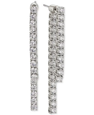 Eliot Danori Silver-Tone Cubic Zirconia Front-to-Back Linear Drop Earrings, Created for Macy's