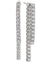 Eliot Danori Silver-Tone Cubic Zirconia Front-to-Back Linear Drop Earrings, Created for Macy's