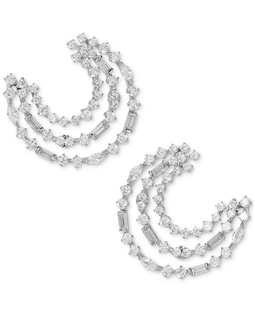 Eliot Danori Silver-Tone Mixed Cubic Zirconia Front-Facing Hoop Earrings, Created for Macy's