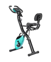 Streamdale Furniture Folding Exercise Bike, Fitness Upright And Recumbent X-Bike With 10-Level Adjustable Resistance