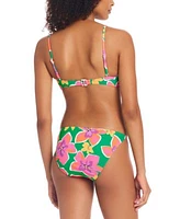 Sanctuary Womens Floral Print Scoop Neck Bikini Top Side Tie Hipster Bottoms