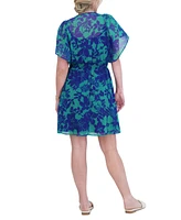 Jessica Howard Petite Printed V-Neck Short-Sleeve Dress