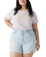 Levi's Plus Floral Logo Crewneck Cotton T-Shirt