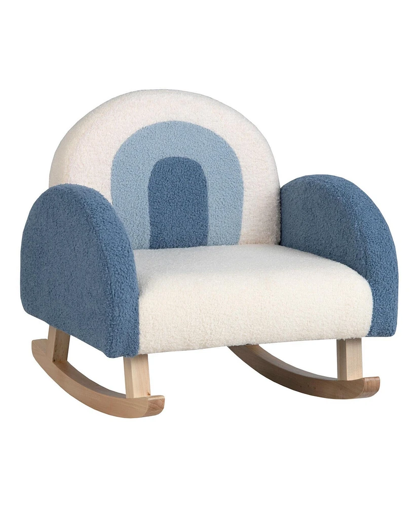 Slickblue Kids Rocking Chair Children Velvet Upholstered Sofa with Solid Wood Legs