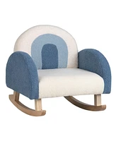 Slickblue Kids Rocking Chair Children Velvet Upholstered Sofa with Solid Wood Legs