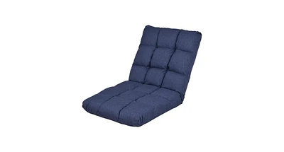 Slickblue 14-Position Adjustable Cushioned Floor Lazy Sofa Chair-Blue