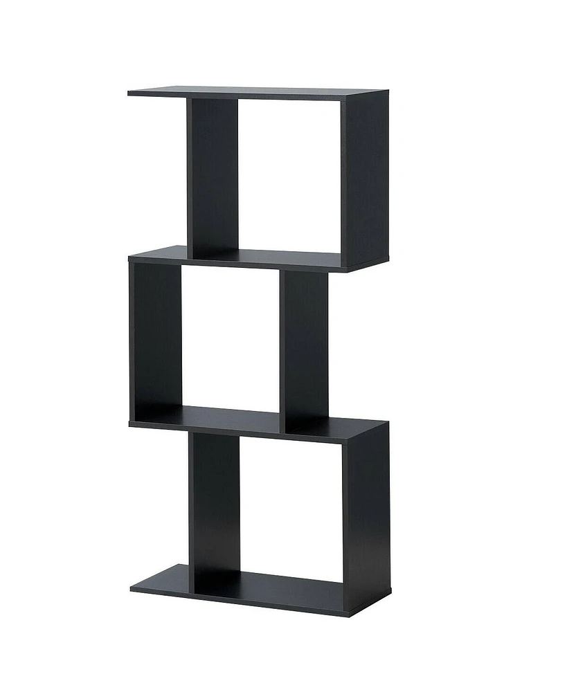 Slickblue Wooden S-Shaped Bookcase for Living Room, Bedroom