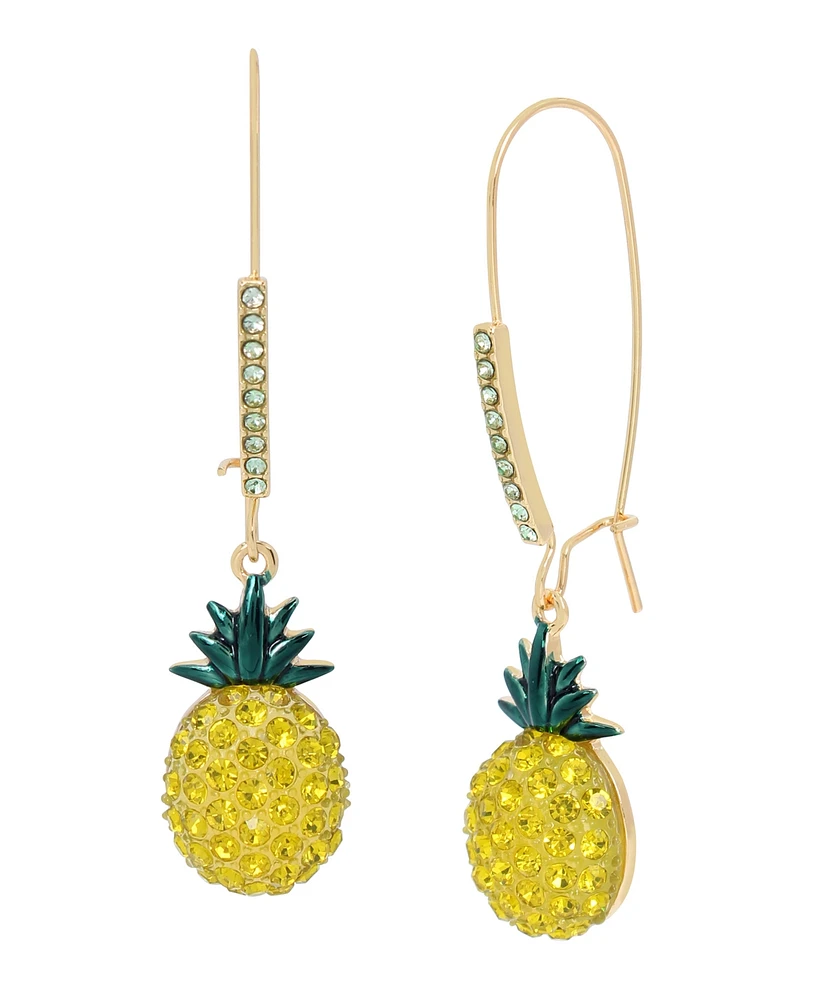 Betsey Johnson Faux Stone Pineapple Dangle Earrings