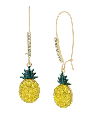 Betsey Johnson Faux Stone Pineapple Dangle Earrings