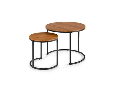 Slickblue Set of 2 Modern Round Stacking Nesting Coffee Tables for Living Room
