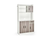 Slickblue 4-Door Freestanding Kitchen Buffet with Hutch and Adjustable Shelves-White