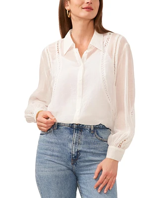 Vince Camuto Women's Button-Down Pointelle Top