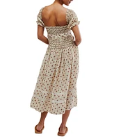 Free People Women's Bali Juniper Floral Print Ruffled Midi Dress