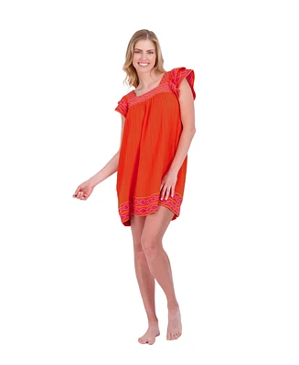 Mer St. Barth Women's Mini Sandrine Dress Poppy Embroidery