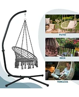 Aoodor Hammock Steel C Stand -Only Stand for Hanging Hammock Chairs - 300 Pound Capacity, Black