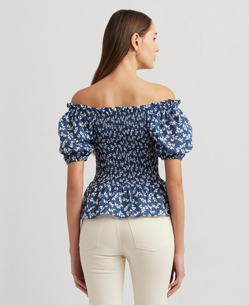 Lauren Ralph Women's Ruffled Off-The-Shoulder Peplum Top