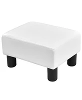 Slickblue Small Pu Leather Rectangular Seat Ottoman Footstool