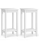 Slickblue Set of 2 Versatile 2-Tier End Table with Storage Shelf-White