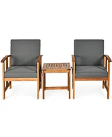 Slickblue 3PC Solid Wood Outdoor Patio Sofa Furniture Set