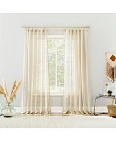 Noemi Slub Stripe Rope Tab Semi-Sheer Top Curtain Panel