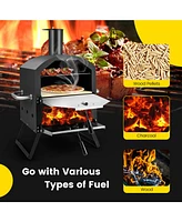 Sugift Outdoor Pizza Oven with Anti-scalding Handles and Foldable Legs