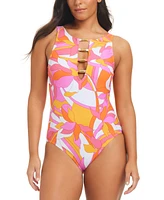 Beyond Control Women's One-Piece Printed Cut-Out Swimsuit