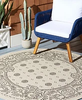 Safavieh Courtyard CY1356 Sand and Black 6'7" x 6'7" Round Outdoor Area Rug