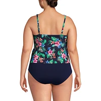 Lands' End Plus Chlorine Resistant One Piece Scoop Neck Fauxkini Swimsuit