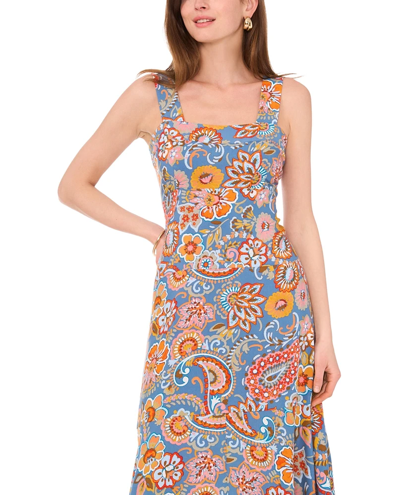 Vince Camuto Women's Printed Smocked Fit & Flare Maxi Dress
