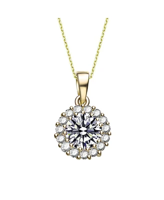 Sterling Silver with Colored Round Cubic Zirconia Halo Necklace