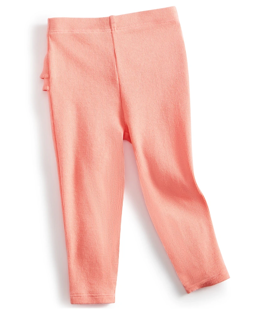 First Impressions Baby Girls Ribbed Ruffled-Back Leggings, Created for Macy's