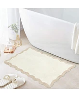 Pure Bath Cotton Contrast-Scallop Bath Rug, 20" x 30"