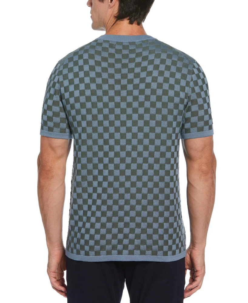 Perry Ellis Men's Short Sleeve Geo Pattern Sweater