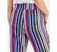 Jones New York Petite High Rise Striped Pull-On Pants