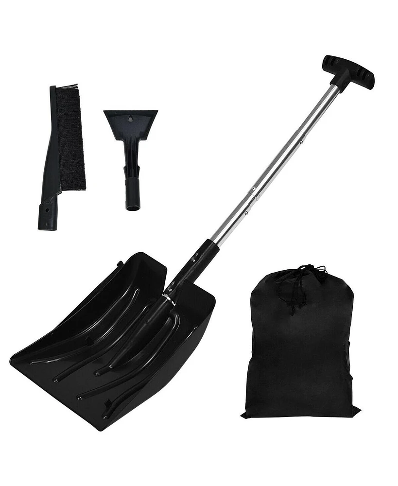 Sugift 3-in-1 Snow Shovel with Ice Scraper and Snow Brush