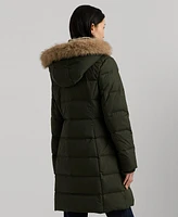 Lauren Ralph Petite Faux-Fur-Trim Hooded Puffer Coat