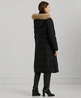 Lauren Ralph Women's Maxi Faux-Fur-Trimmed Hooded Puffer Coat