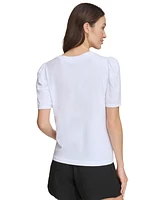 Dkny Women's Graphic-Print Puff-Sleeve T-Shirt