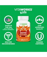 VitaWorks Kids Biotin 5000mcg Chewable Tablets - Tasty Natural Orange Flavor - Gmo-Free, Gluten Free, Nut Free - Dietary Supplement