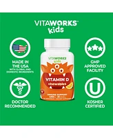 VitaWorks Kids Vitamin D 1,000 Iu Chewable Tablets - Bone Health And Immune Function - Tasty Natural Orange Flavor - 120 Chewables